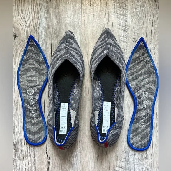 ROTHY'S The Point Retired Zebra Print Flats Slip on Shoes Womens Size 7 - Picture 7 of 10